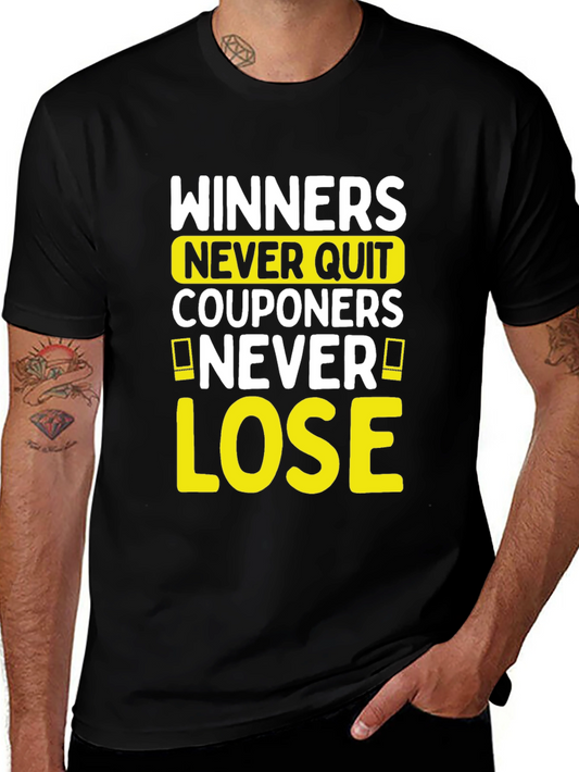 Camiseta Negra con Diseño de Winners Never Quit