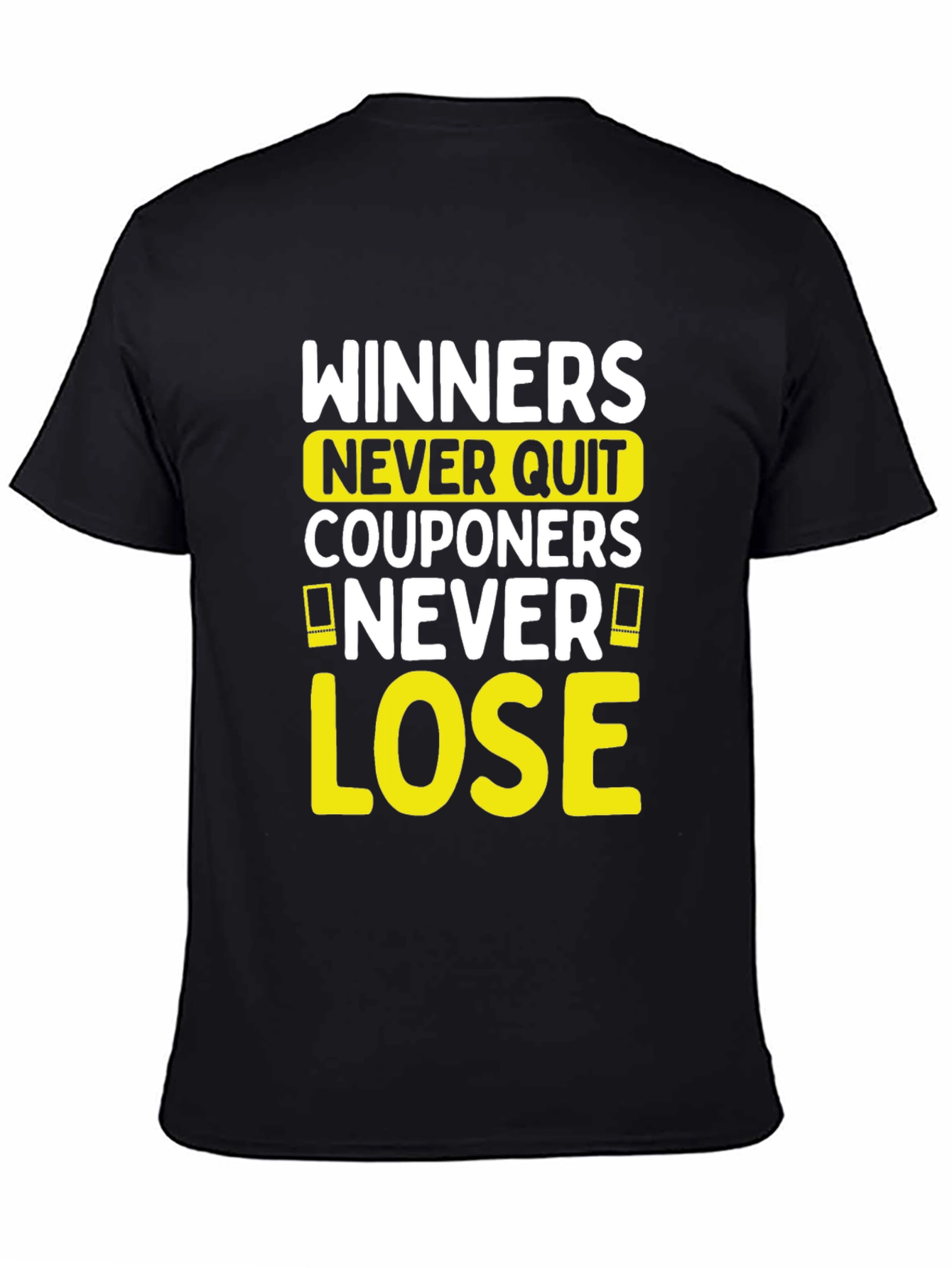Camiseta Negra con Diseño de Winners Never Quit