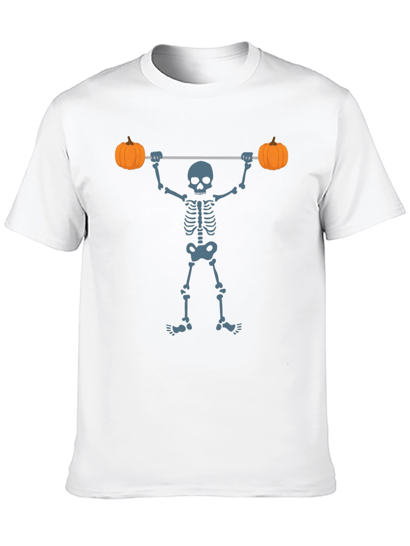 Camiseta Negra Esqueleto Levantando Calabazas