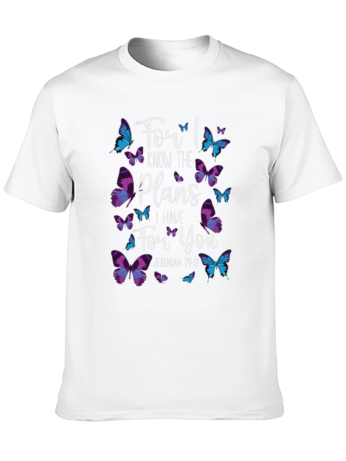 Camiseta Negra con Diseño de Mariposas y Versículo Bíblico