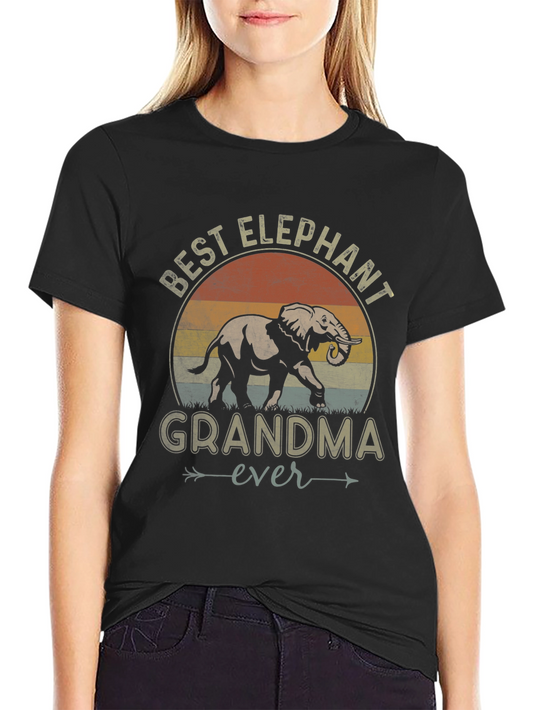 Camiseta Negra Mejor Abuela Elefante de la Historia