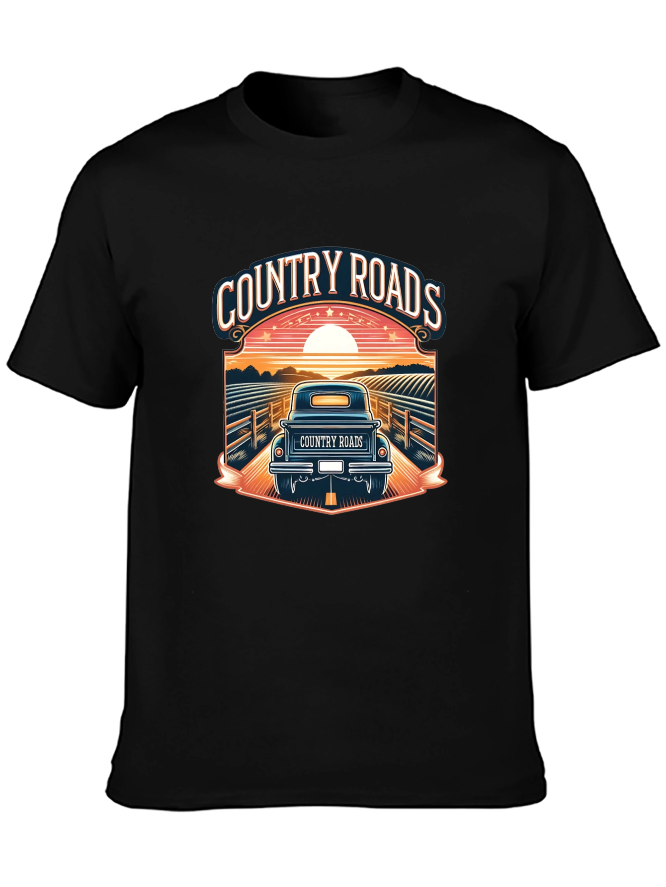 Camiseta Negra Country Roads para Hombre