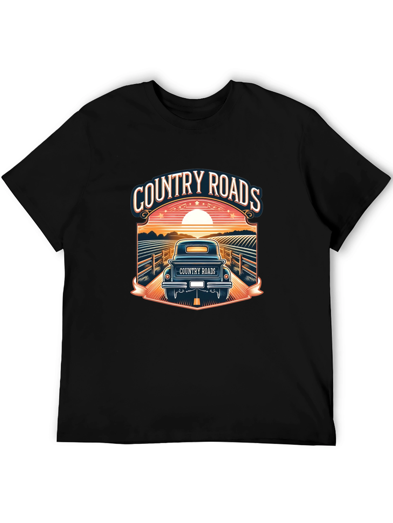 Camiseta Negra Country Roads para Hombre