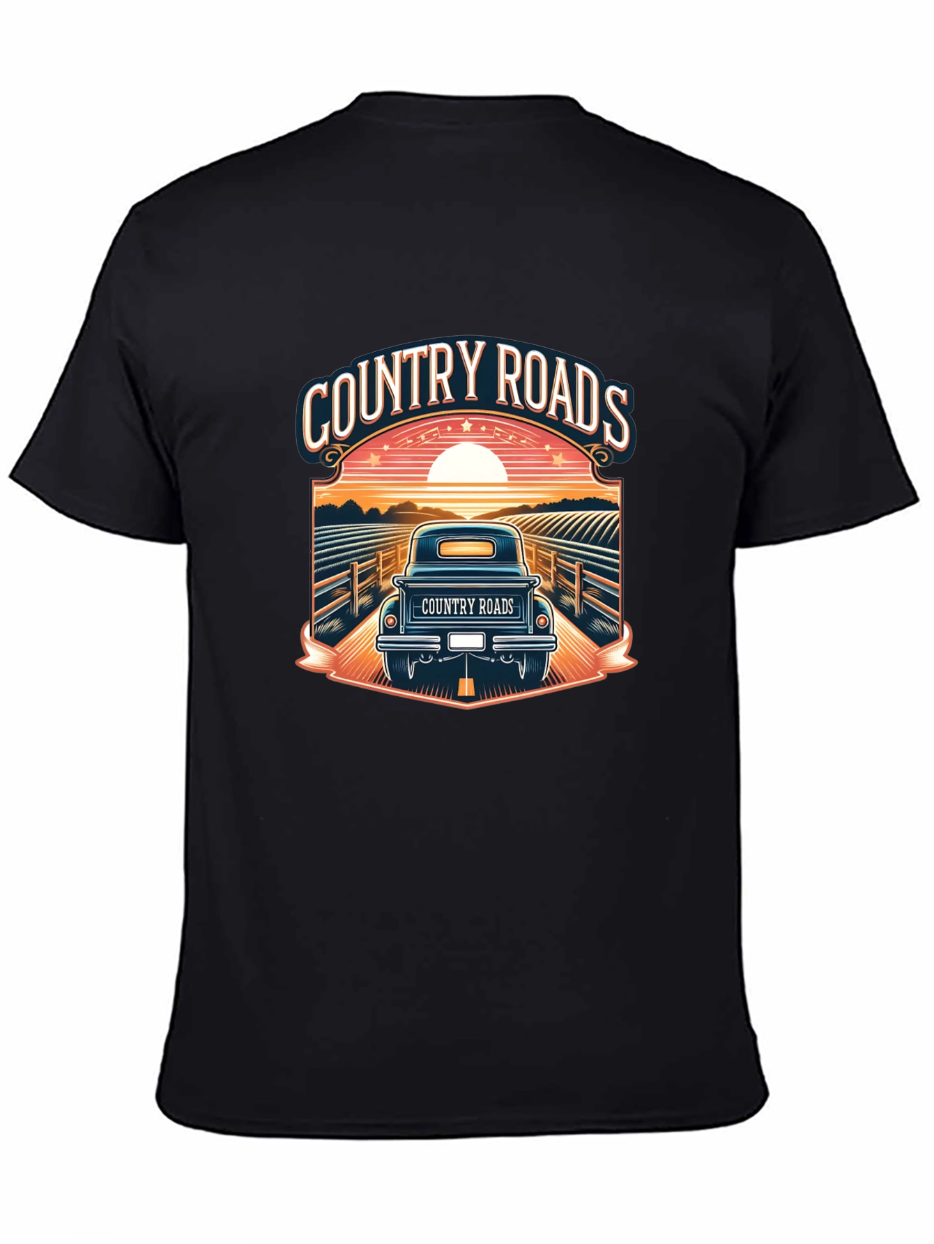 Camiseta Negra Country Roads para Hombre