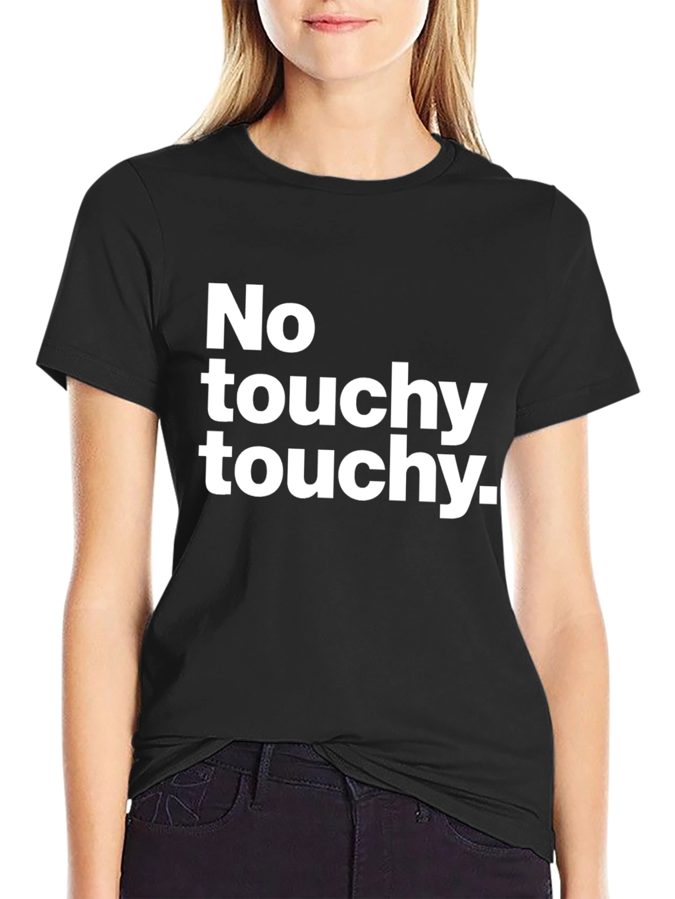 Camiseta Negra: ¡No Touchy Touchy!