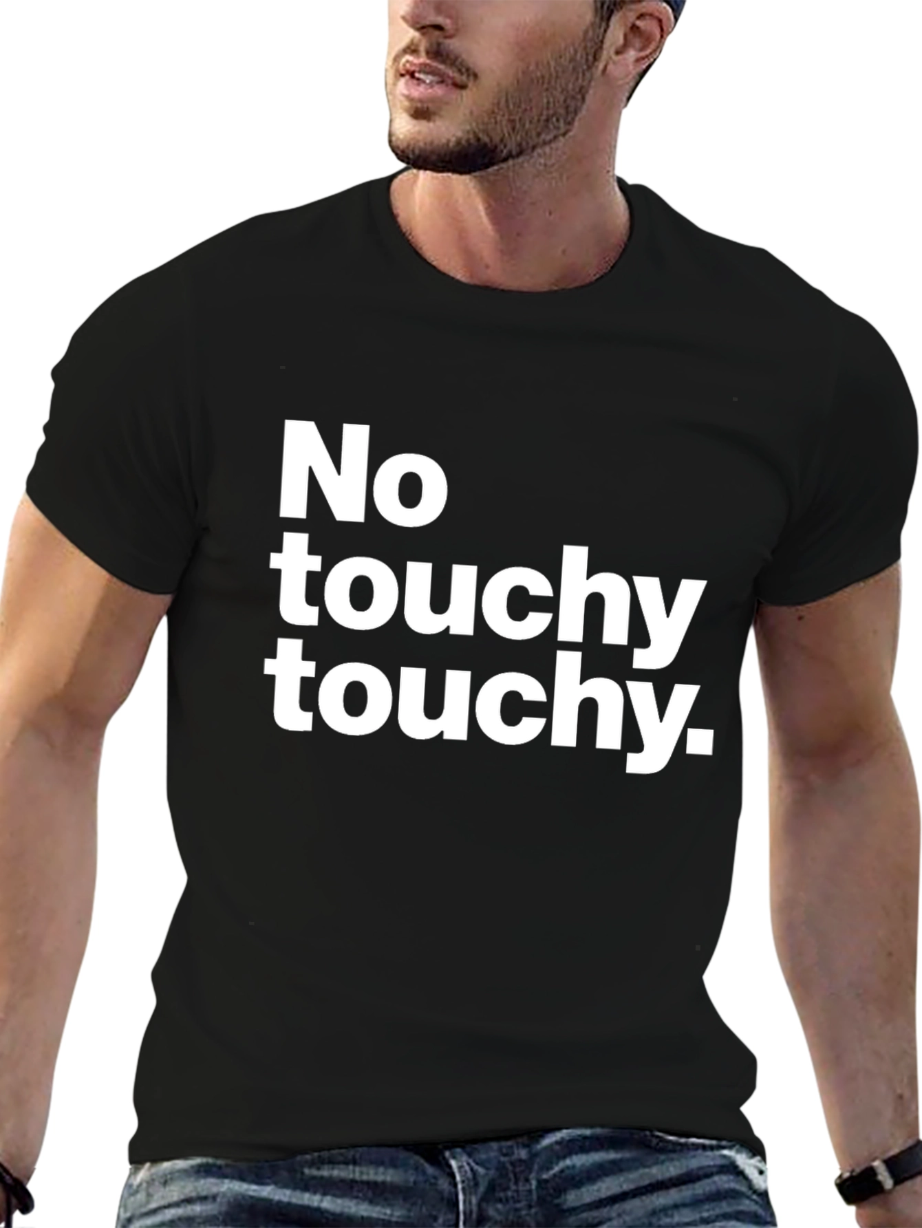 Camiseta Negra: ¡No Touchy Touchy!