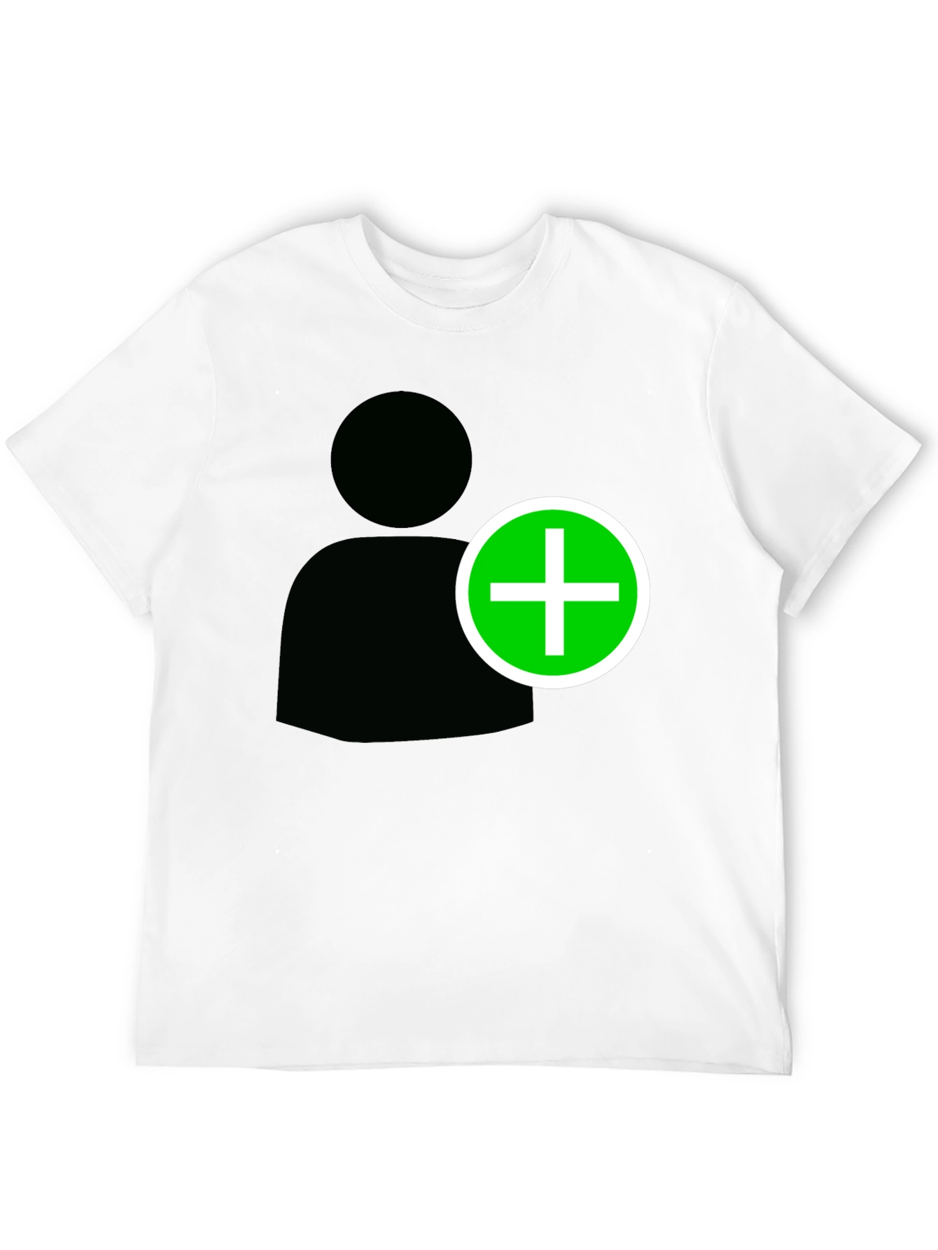 Camiseta Negra con Icono de Usuario y Signo Más
