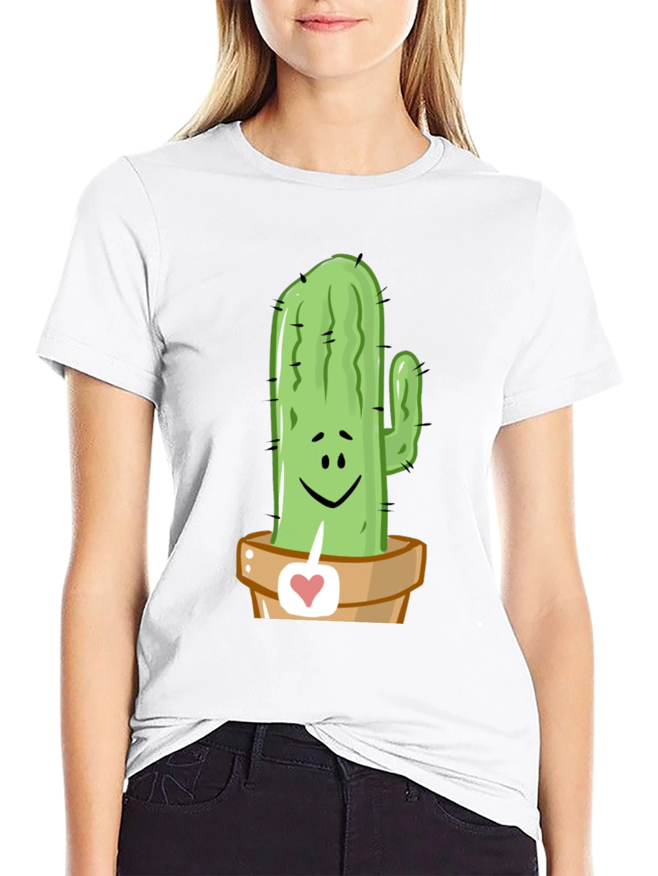 Camiseta Negra con Diseño de Cactus Enamorado