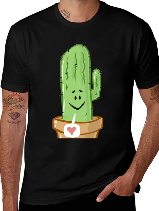 Camiseta Negra con Diseño de Cactus Enamorado