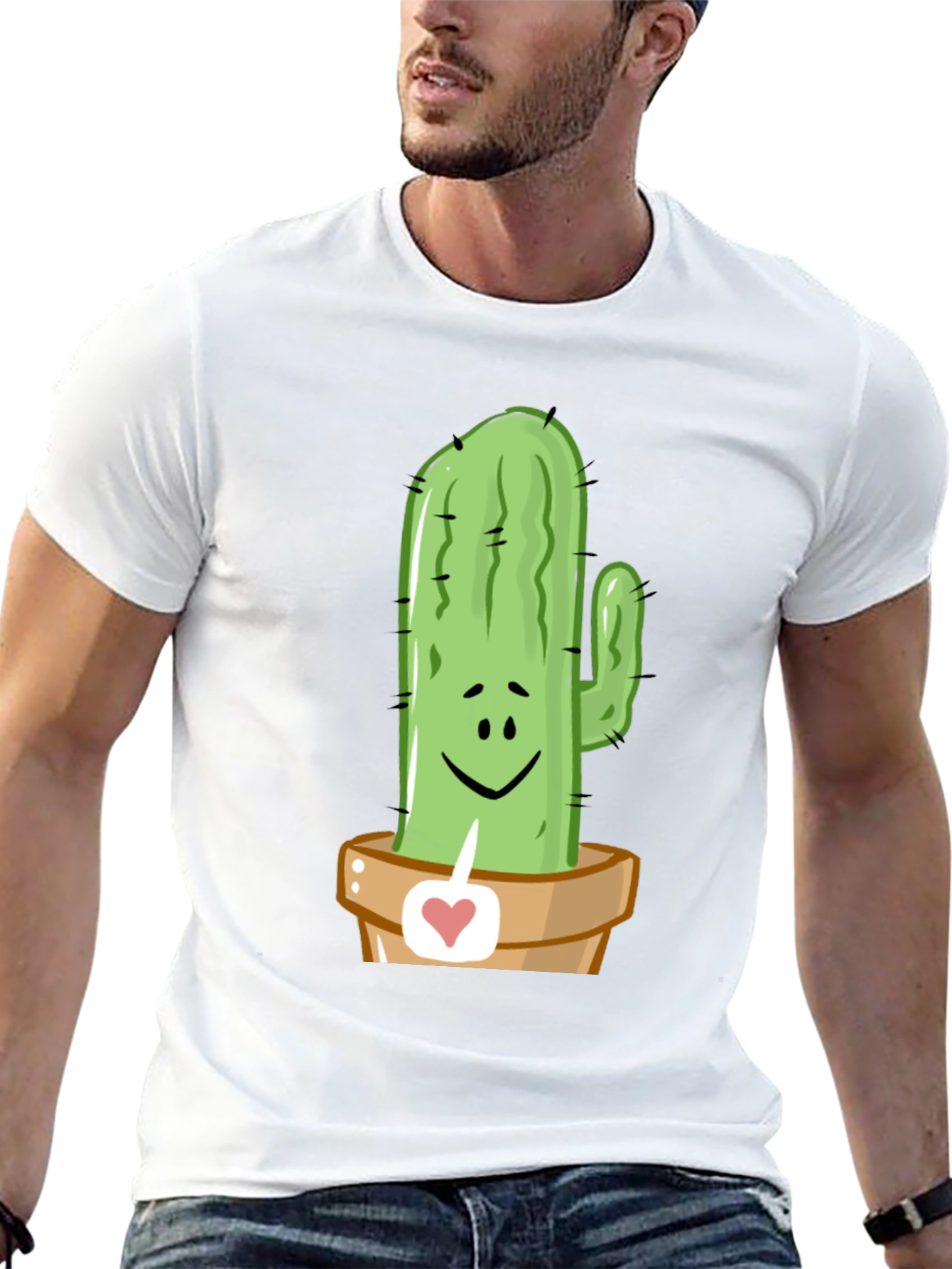 Camiseta Negra con Diseño de Cactus Enamorado