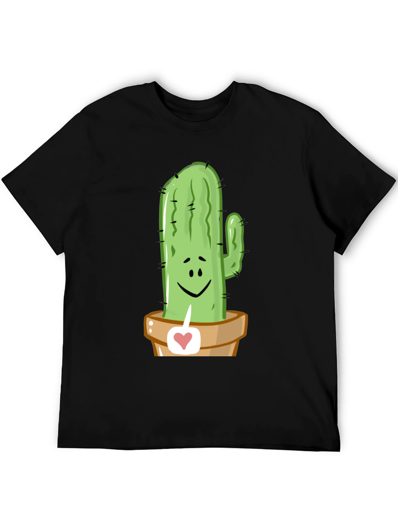 Camiseta Negra con Diseño de Cactus Enamorado