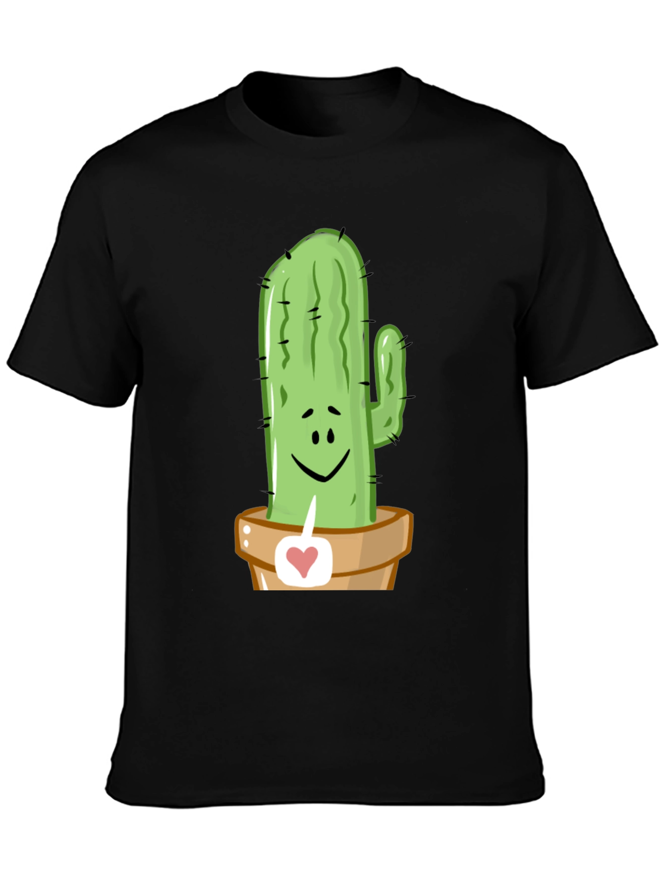 Camiseta Negra con Diseño de Cactus Enamorado