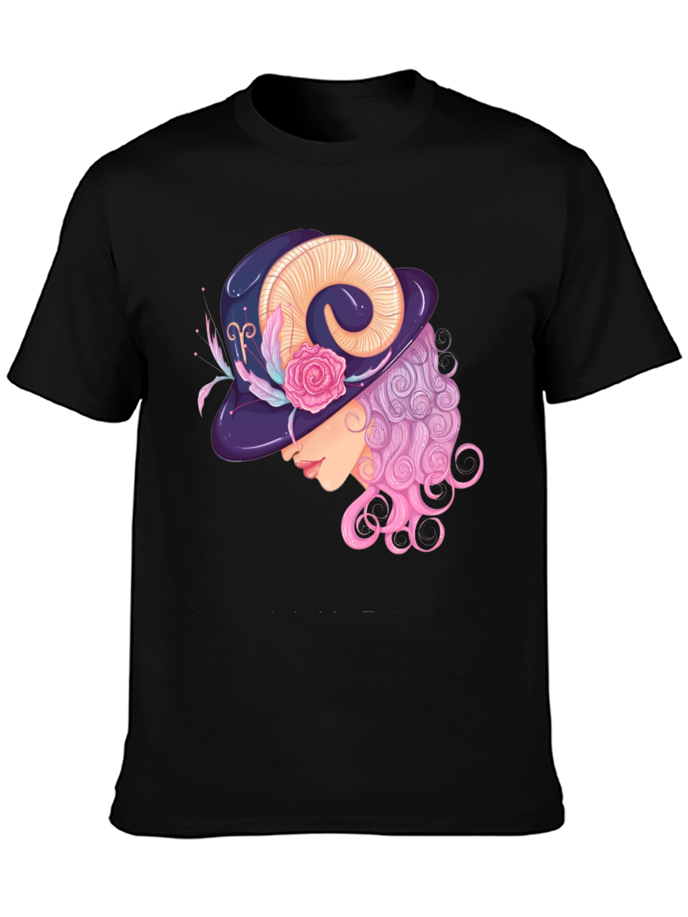 Camiseta Negra con Diseño Aries Elegante