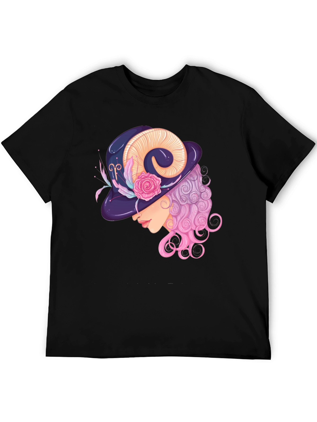 Camiseta Negra con Diseño Aries Elegante