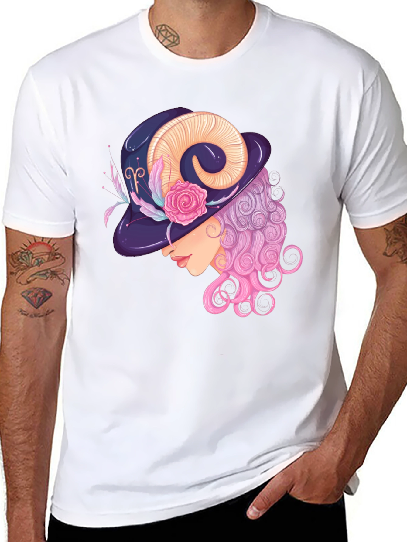 Camiseta Negra con Diseño Aries Elegante