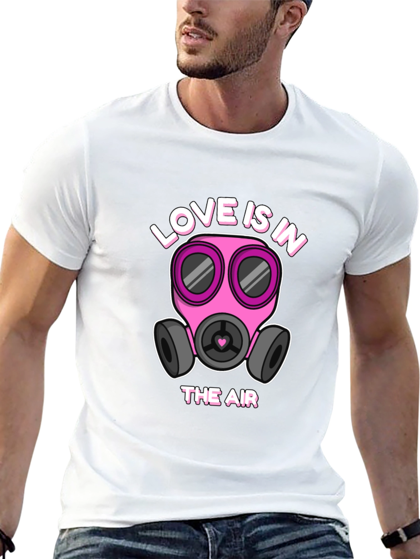 Camiseta Negra con Diseño Romántico de Mascarilla