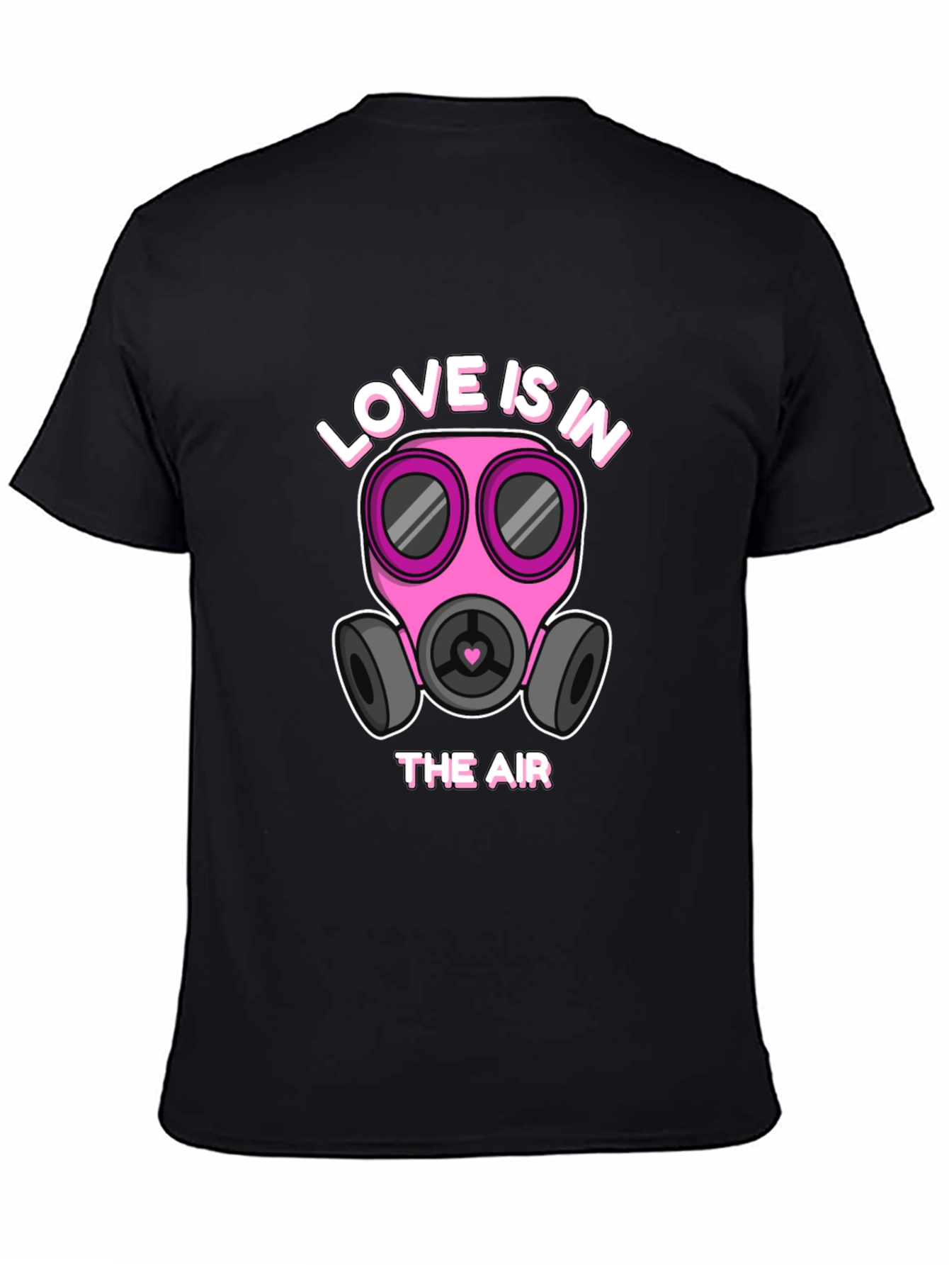 Camiseta Negra con Diseño Romántico de Mascarilla