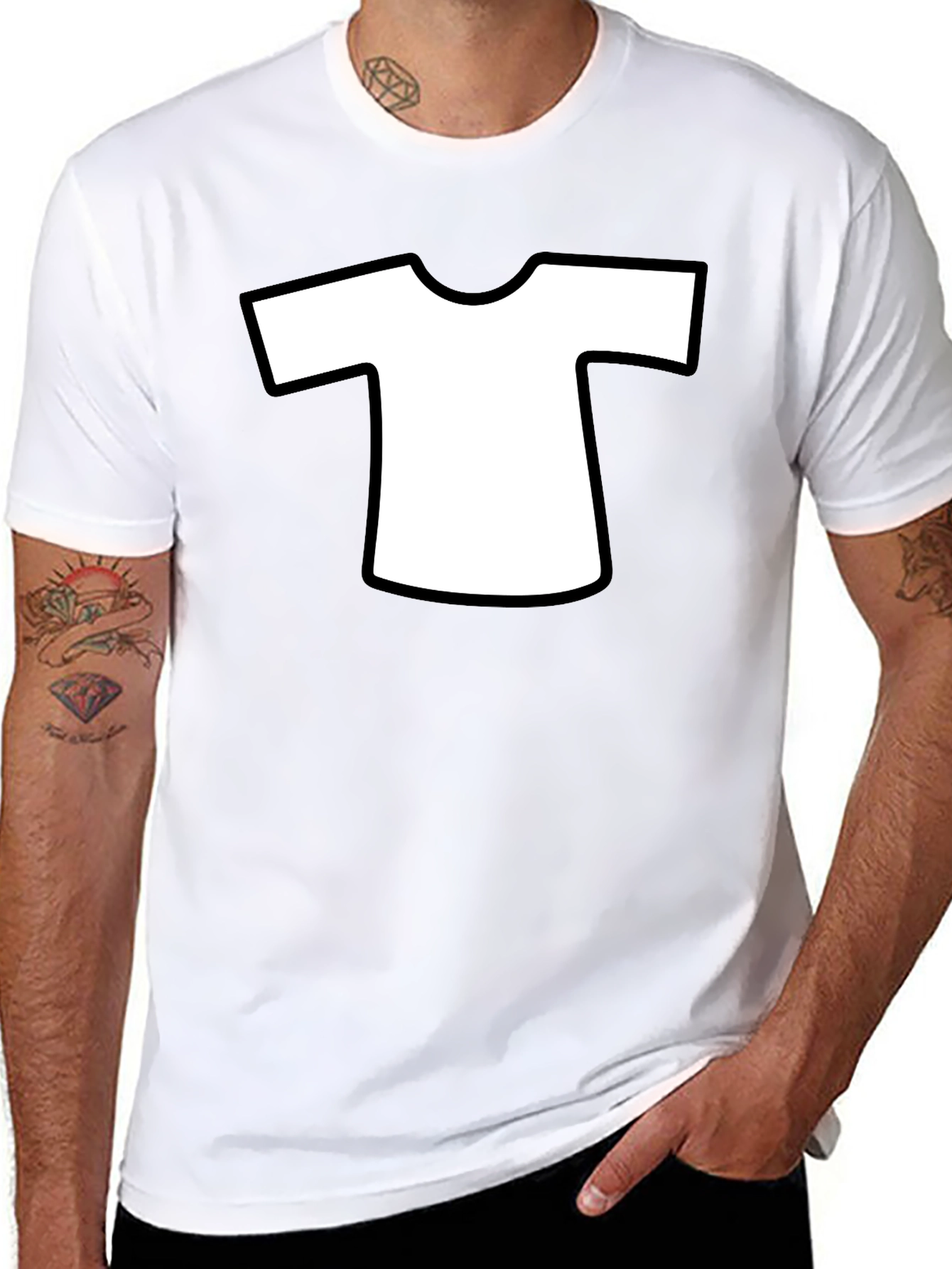 Camiseta Negra con Diseño de Camiseta Blanca