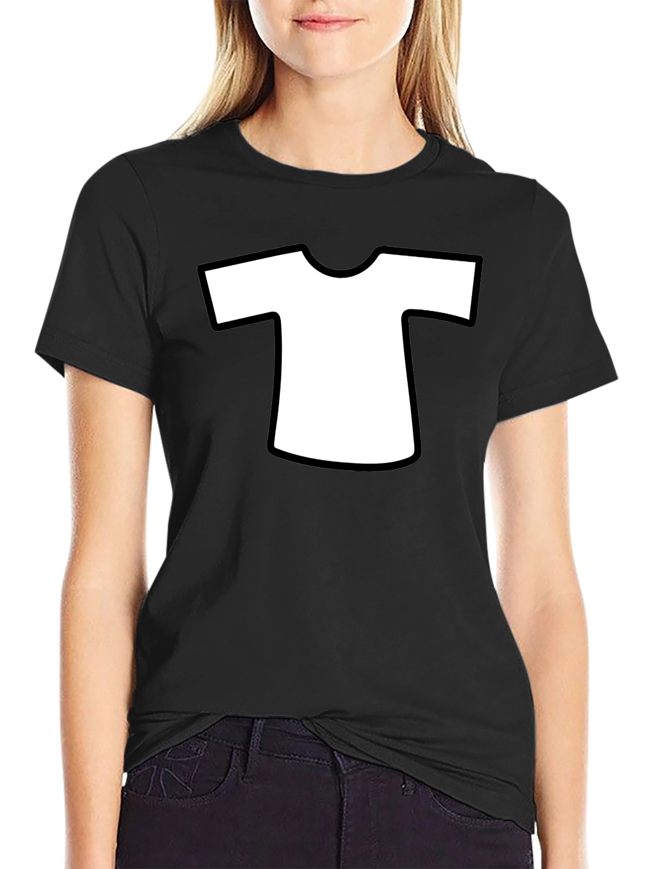 Camiseta Negra con Diseño de Camiseta Blanca