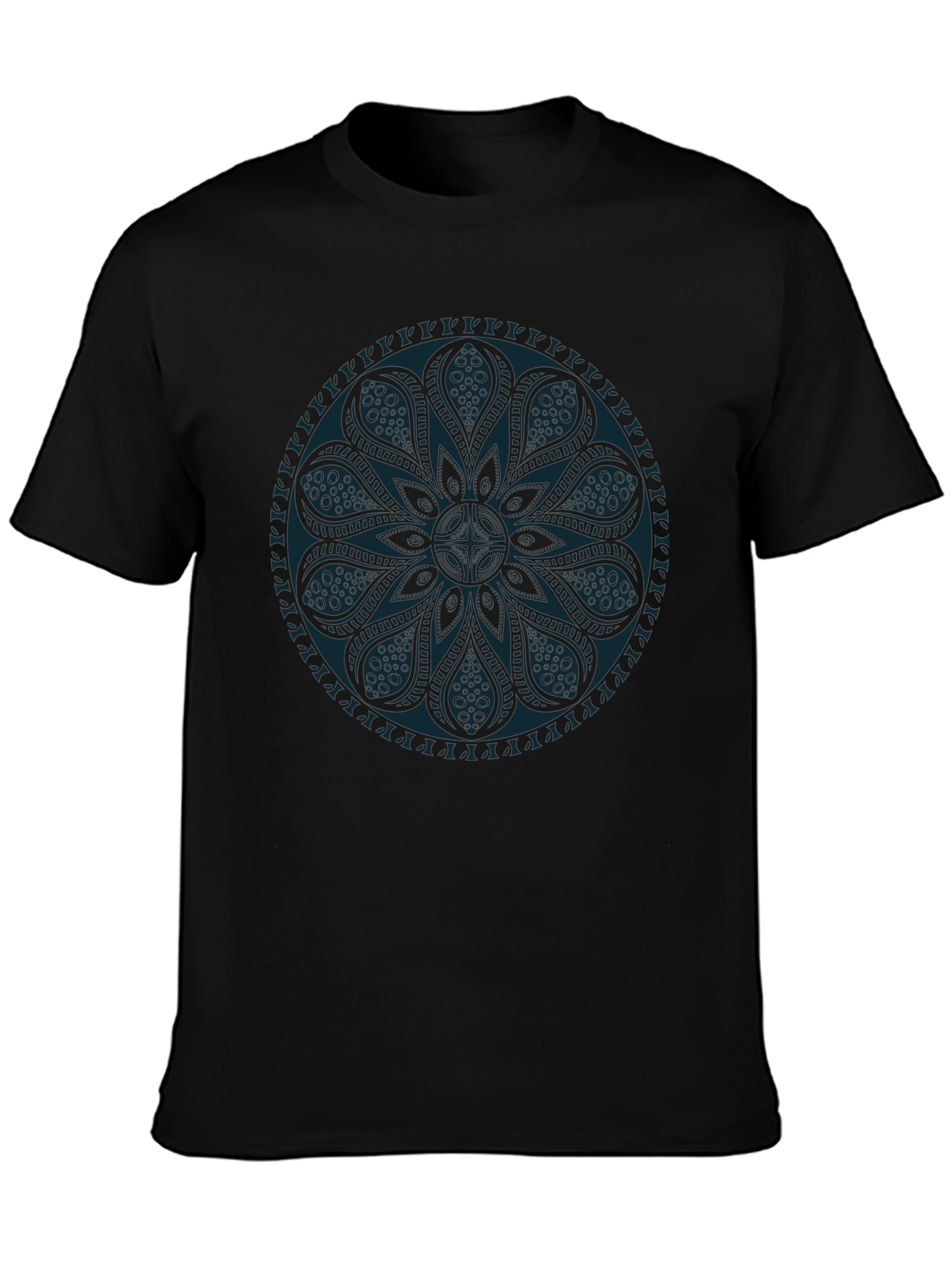 Camiseta Negra con Mandala Azul