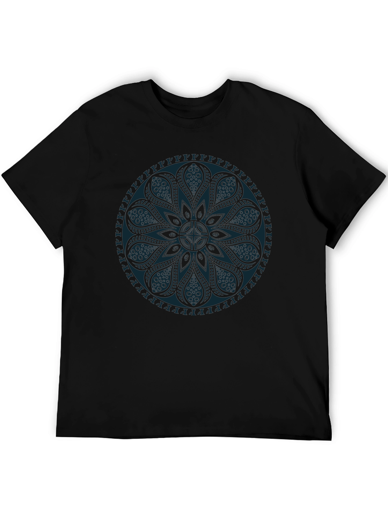 Camiseta Negra con Mandala Azul