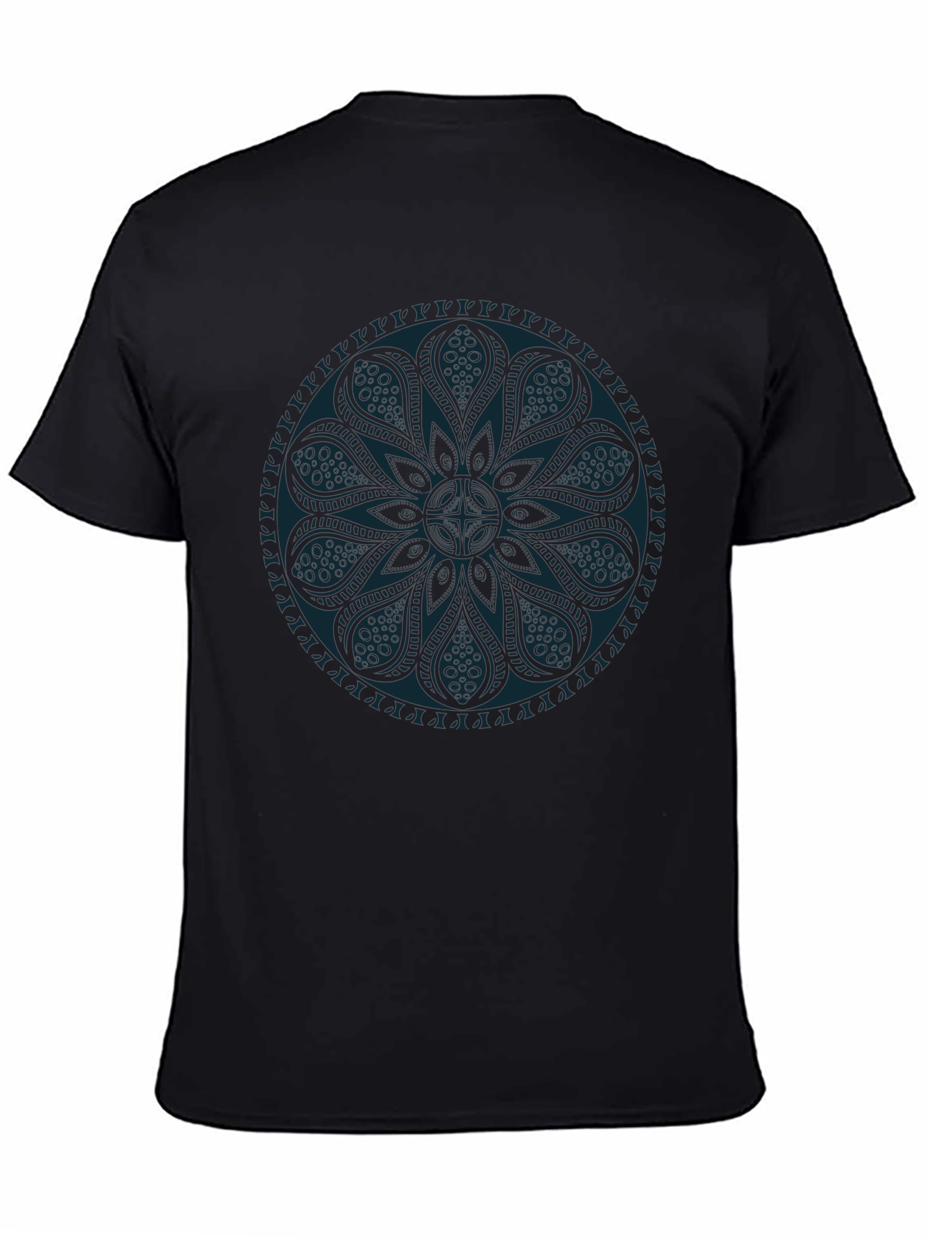 Camiseta Negra con Mandala Azul