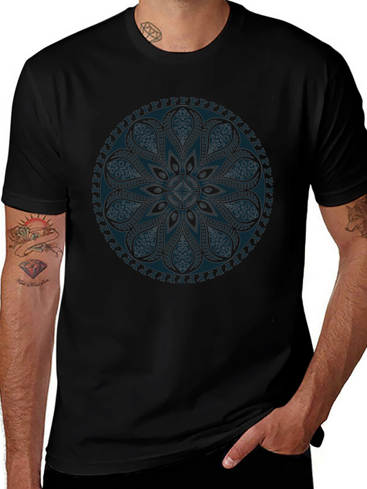 Camiseta Negra con Mandala Azul