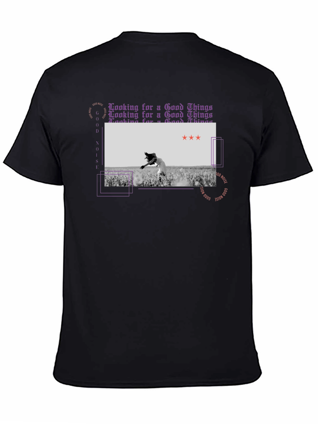 Camiseta Negra con Diseño Abstracto Good Noise