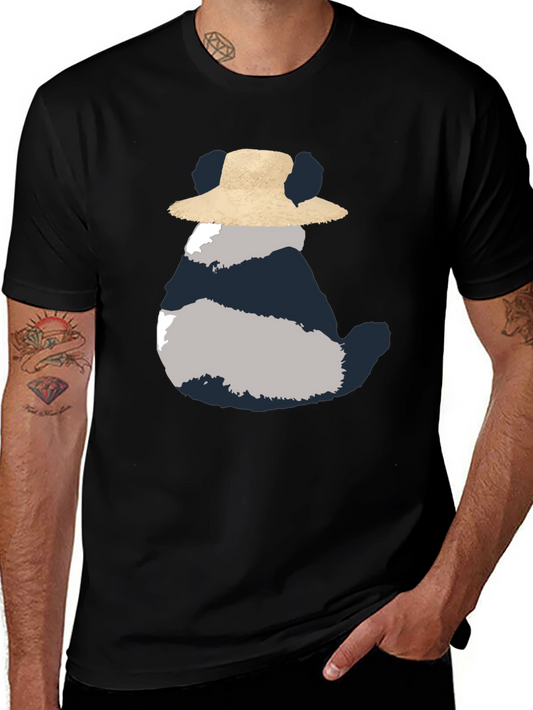 Camiseta Hombre Oso Panda con Sombrero - Casual y Divertida