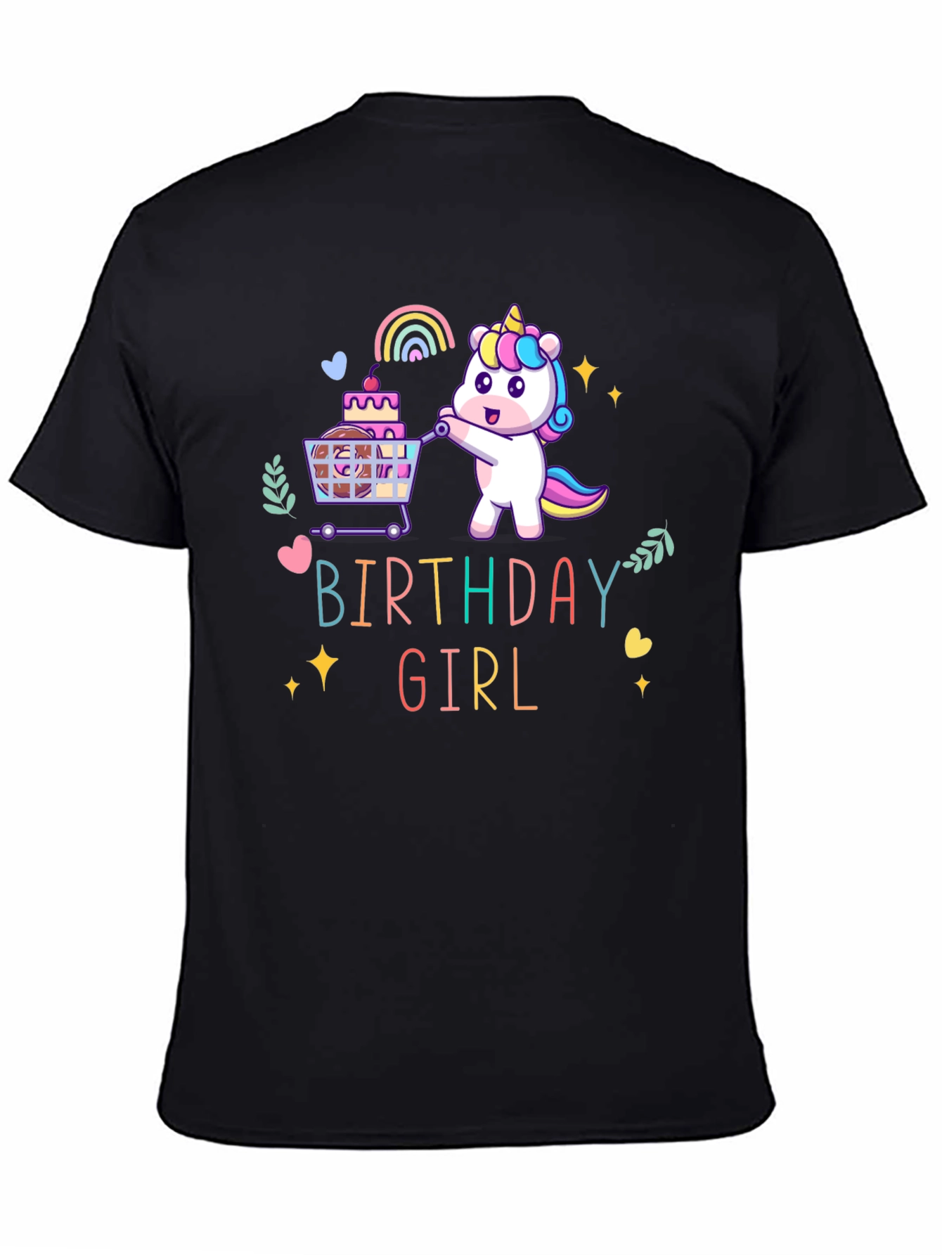 Camiseta Negra Unicornio Cumpleaños Niña