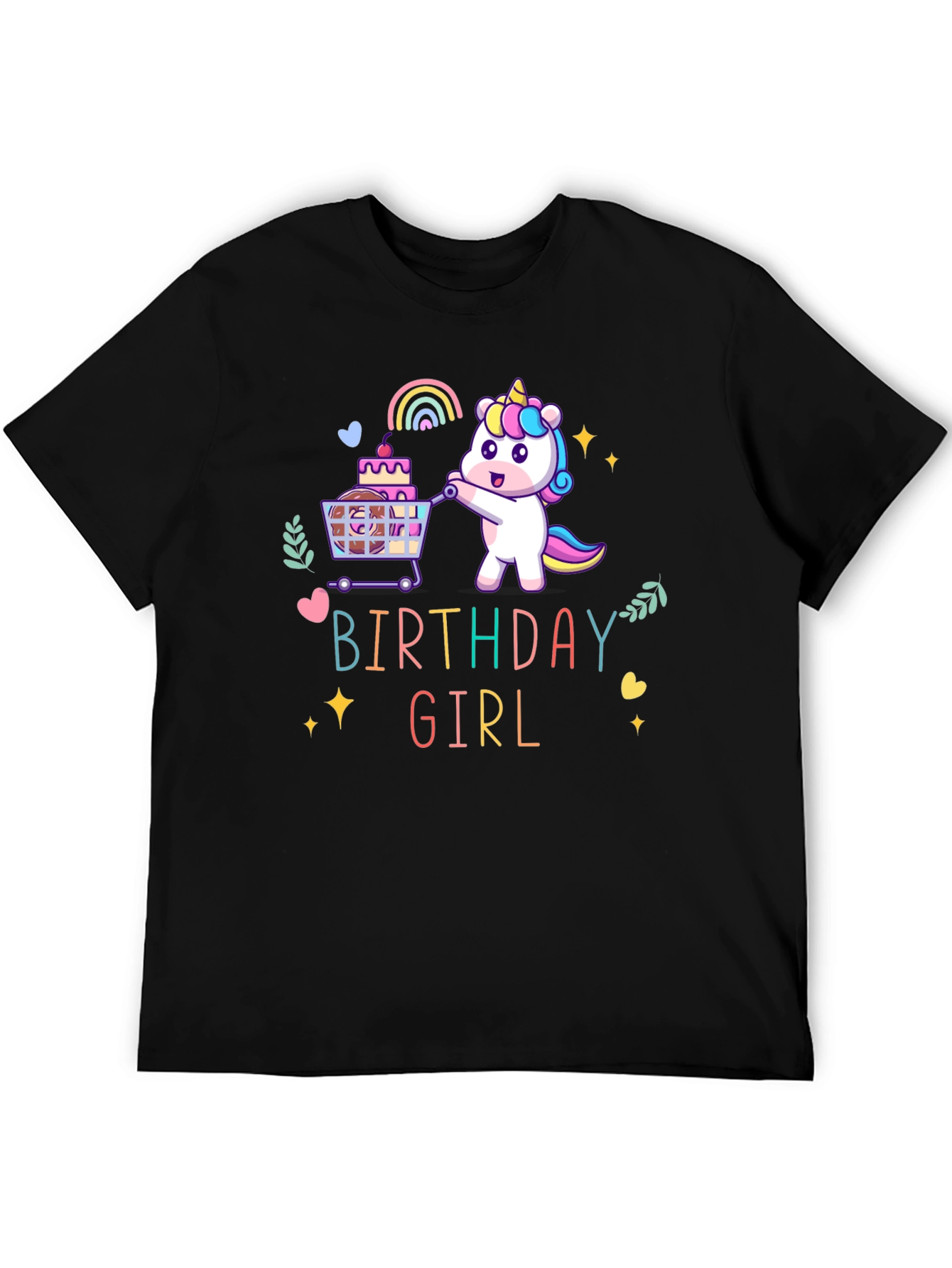 Camiseta Negra Unicornio Cumpleaños Niña