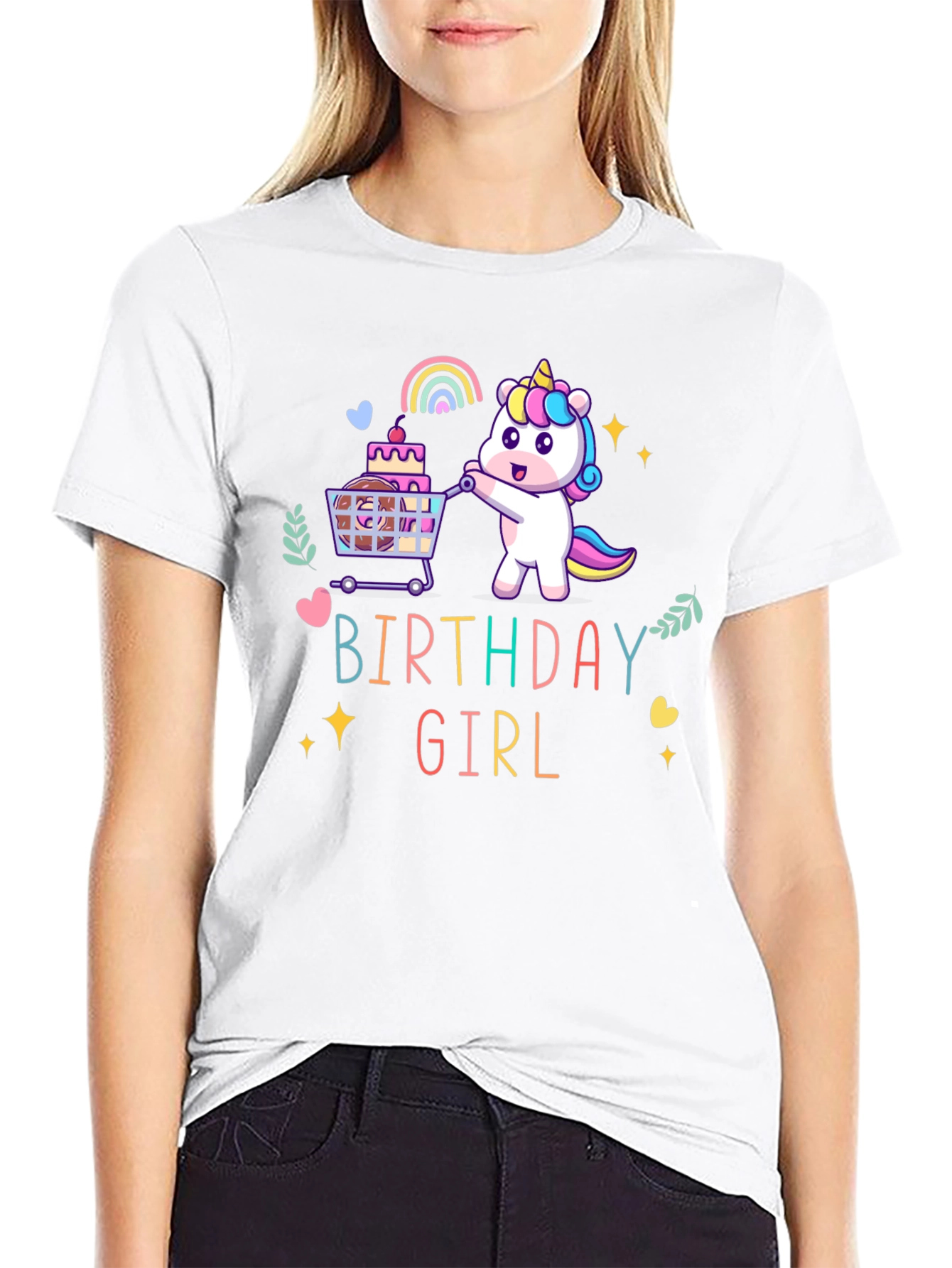Camiseta Negra Unicornio Cumpleaños Niña