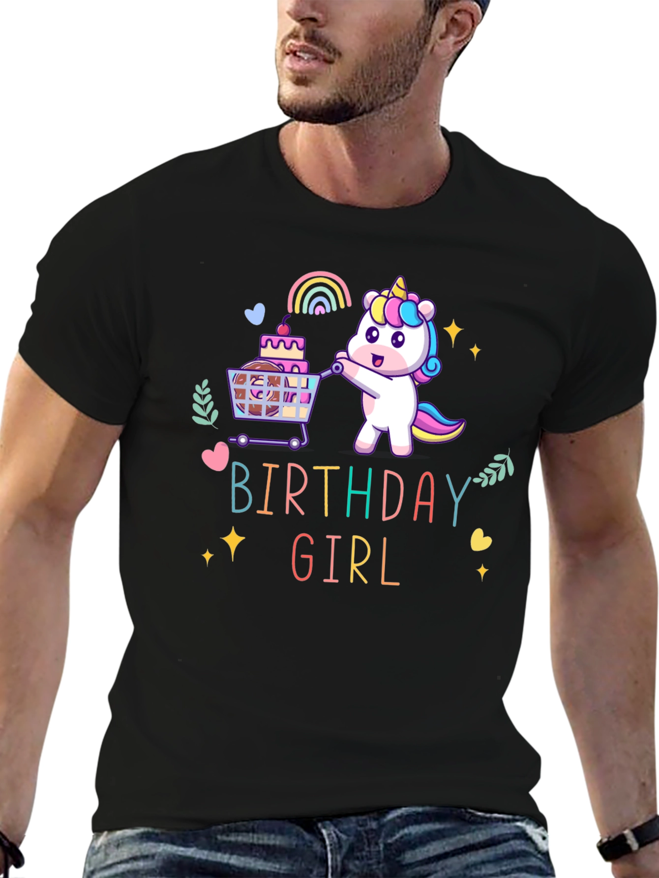 Camiseta Negra Unicornio Cumpleaños Niña