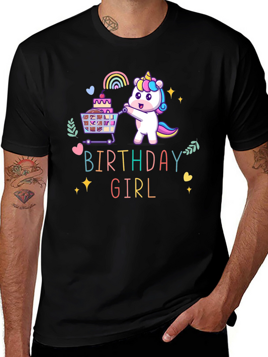 Camiseta Negra Unicornio Cumpleaños Niña