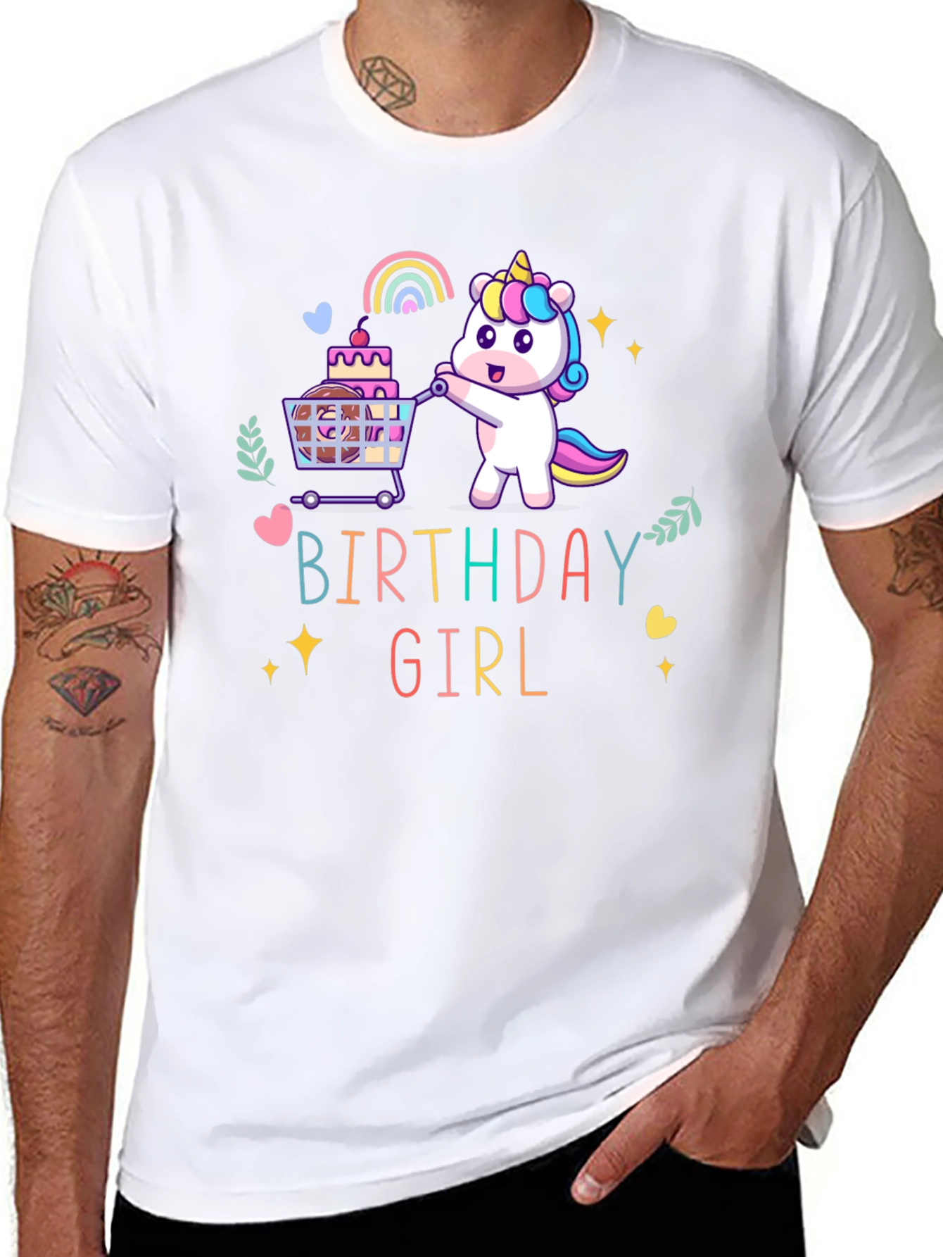 Camiseta Negra Unicornio Cumpleaños Niña