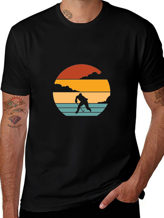 Camiseta Negra Retro Hockey Sunset