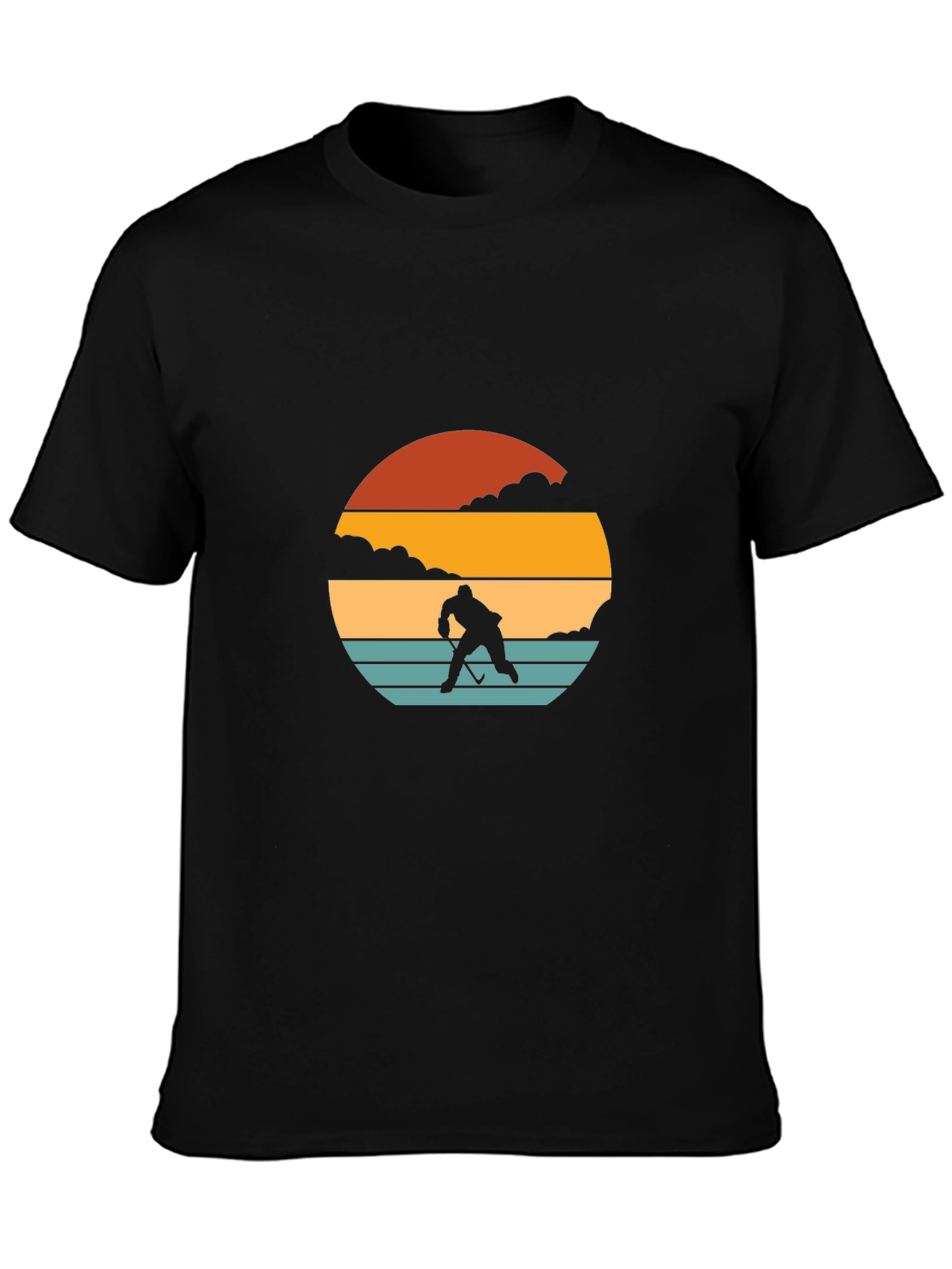 Camiseta Negra Retro Hockey Sunset