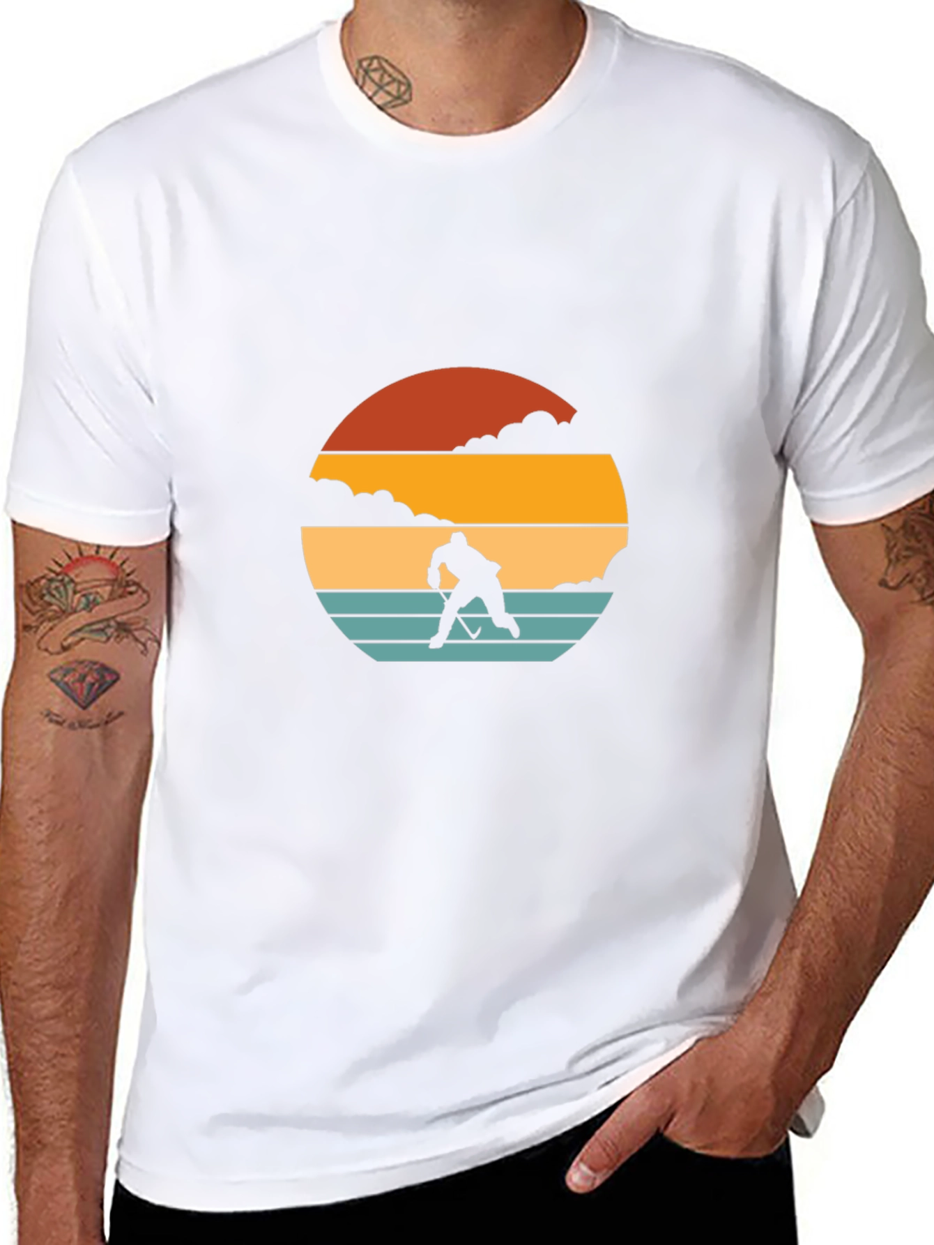 Camiseta Negra Retro Hockey Sunset