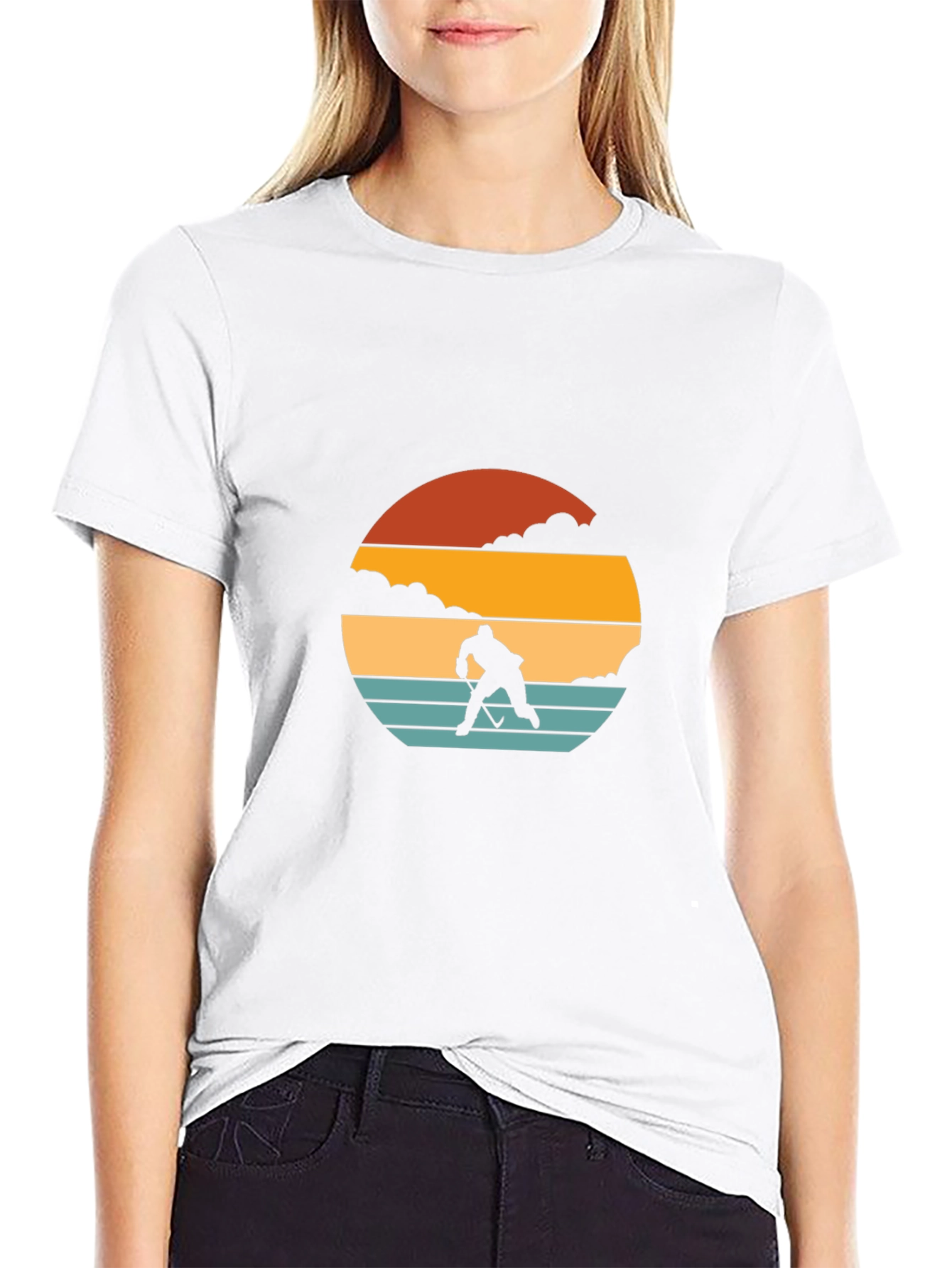 Camiseta Negra Retro Hockey Sunset