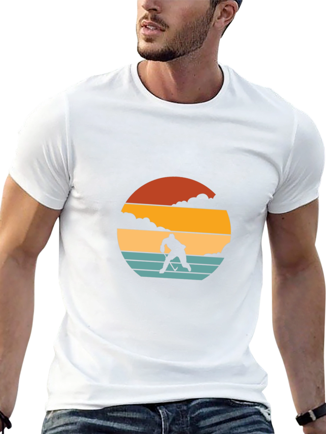Camiseta Negra Retro Hockey Sunset