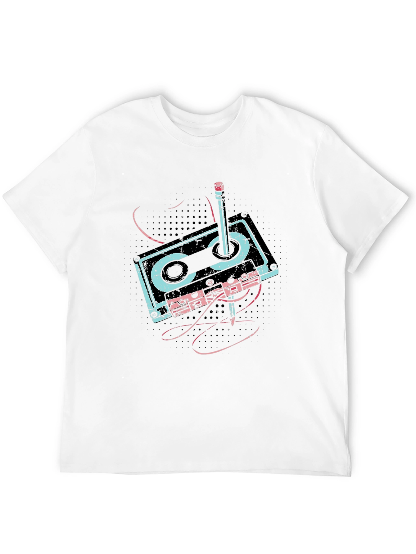 Camiseta Negra con Diseño de Cassette Retro