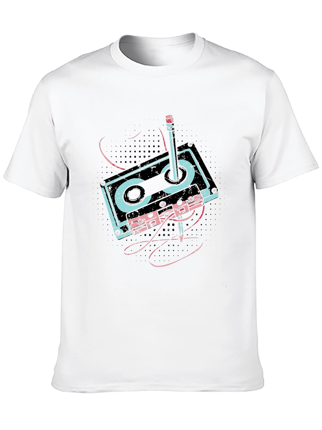 Camiseta Negra con Diseño de Cassette Retro