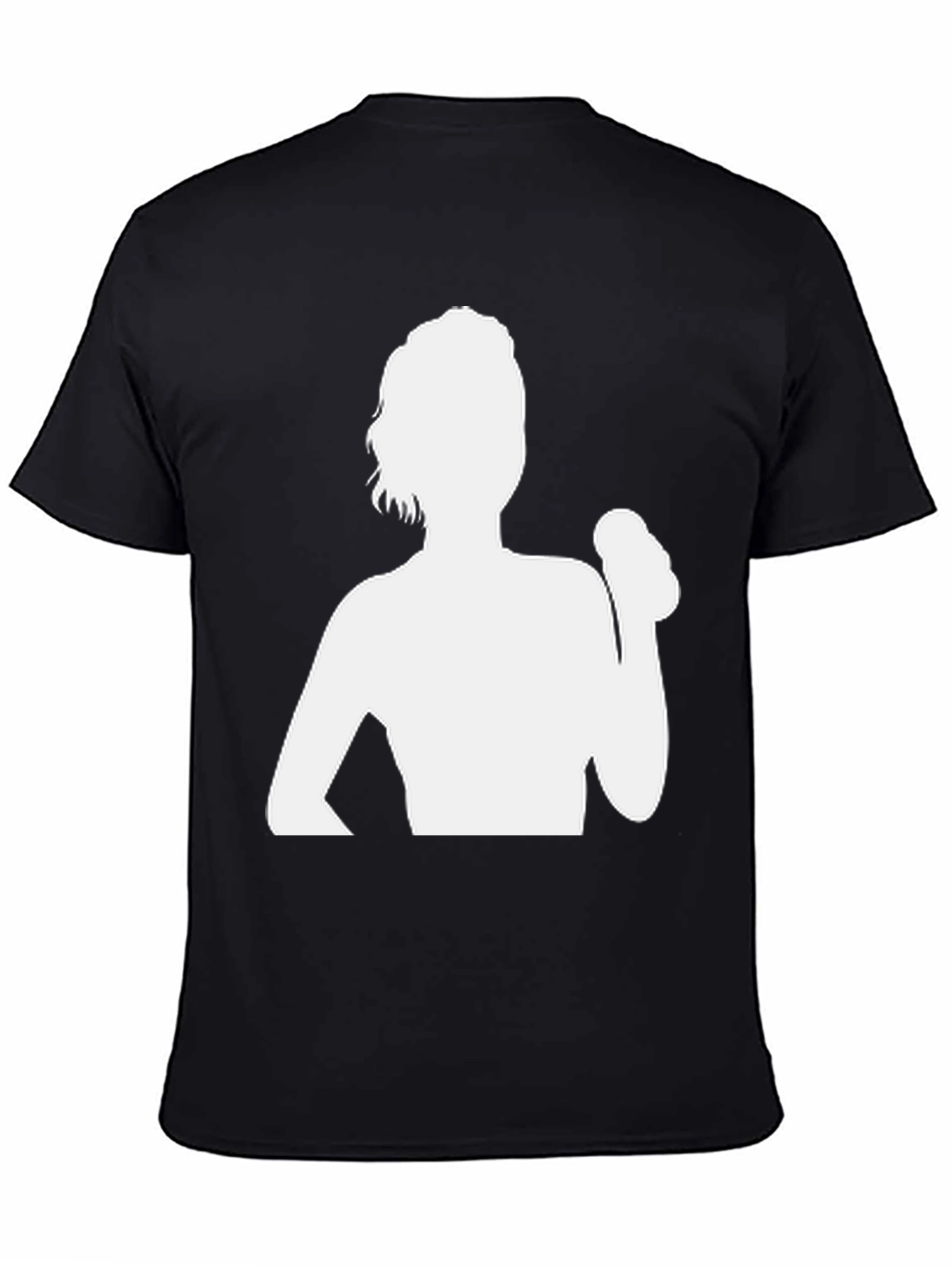Camiseta Negra con Silueta de Mujer Levantando Pesas