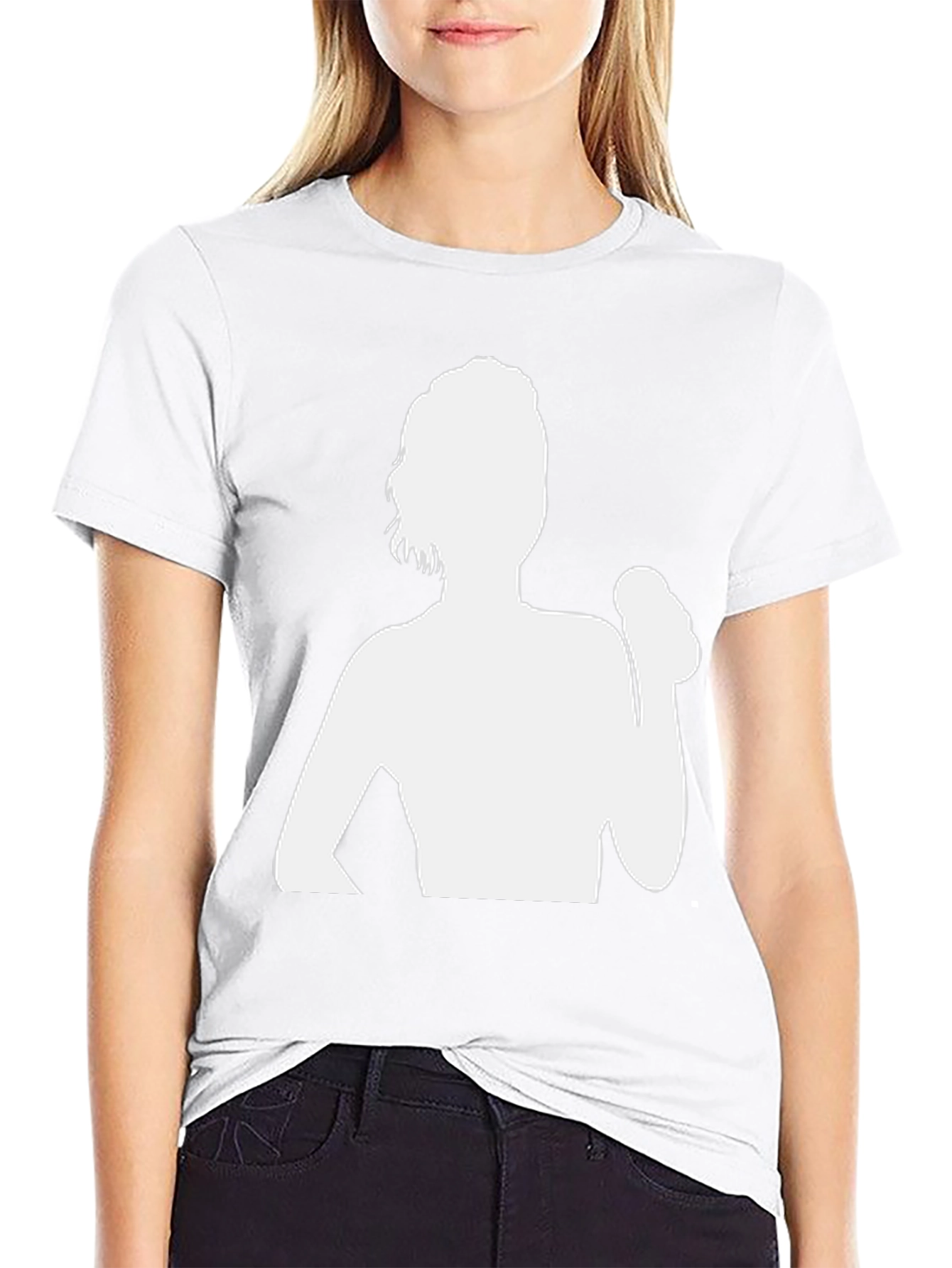 Camiseta Negra con Silueta de Mujer Levantando Pesas
