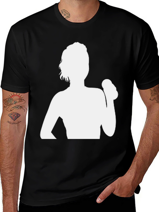 Camiseta Negra con Silueta de Mujer Levantando Pesas