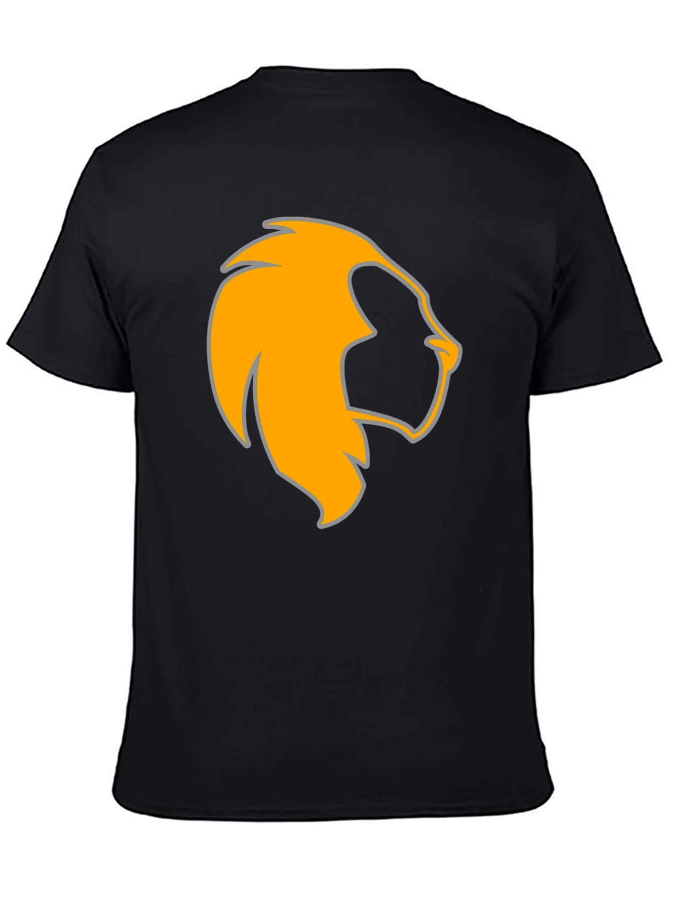 Camiseta Negra con León Naranja Estilizado