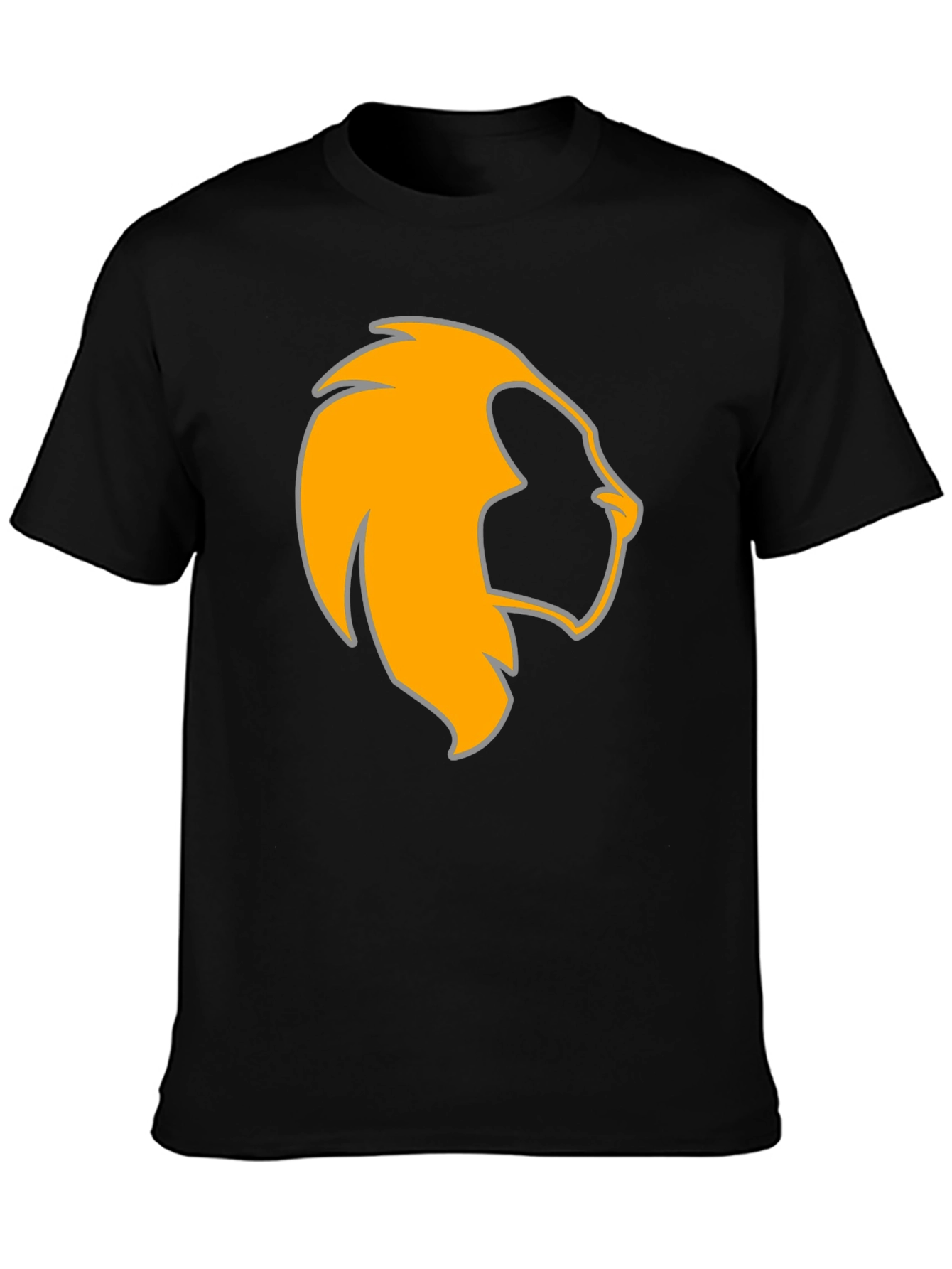 Camiseta Negra con León Naranja Estilizado