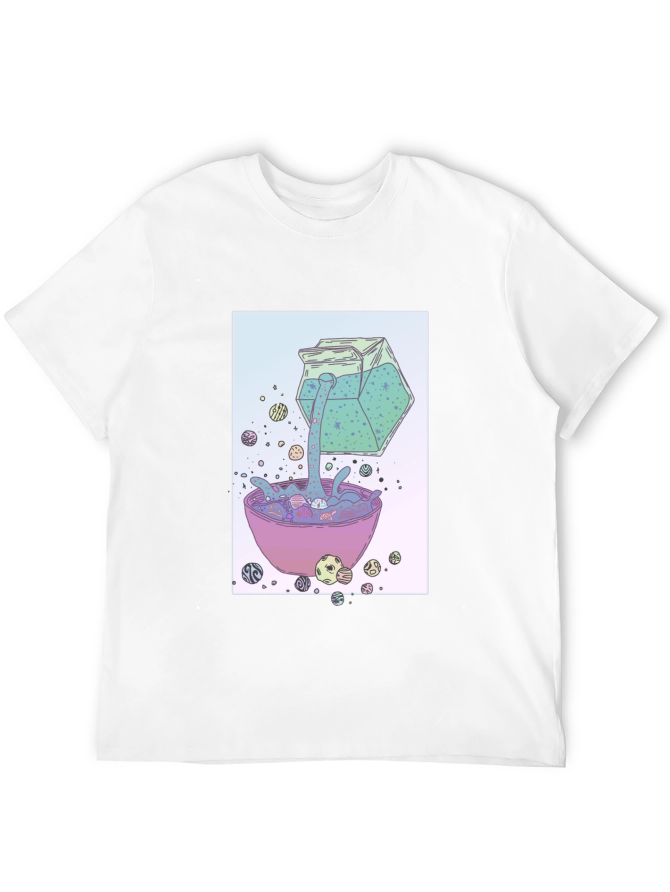 Camiseta Negra con Diseño de Cereal Cósmico