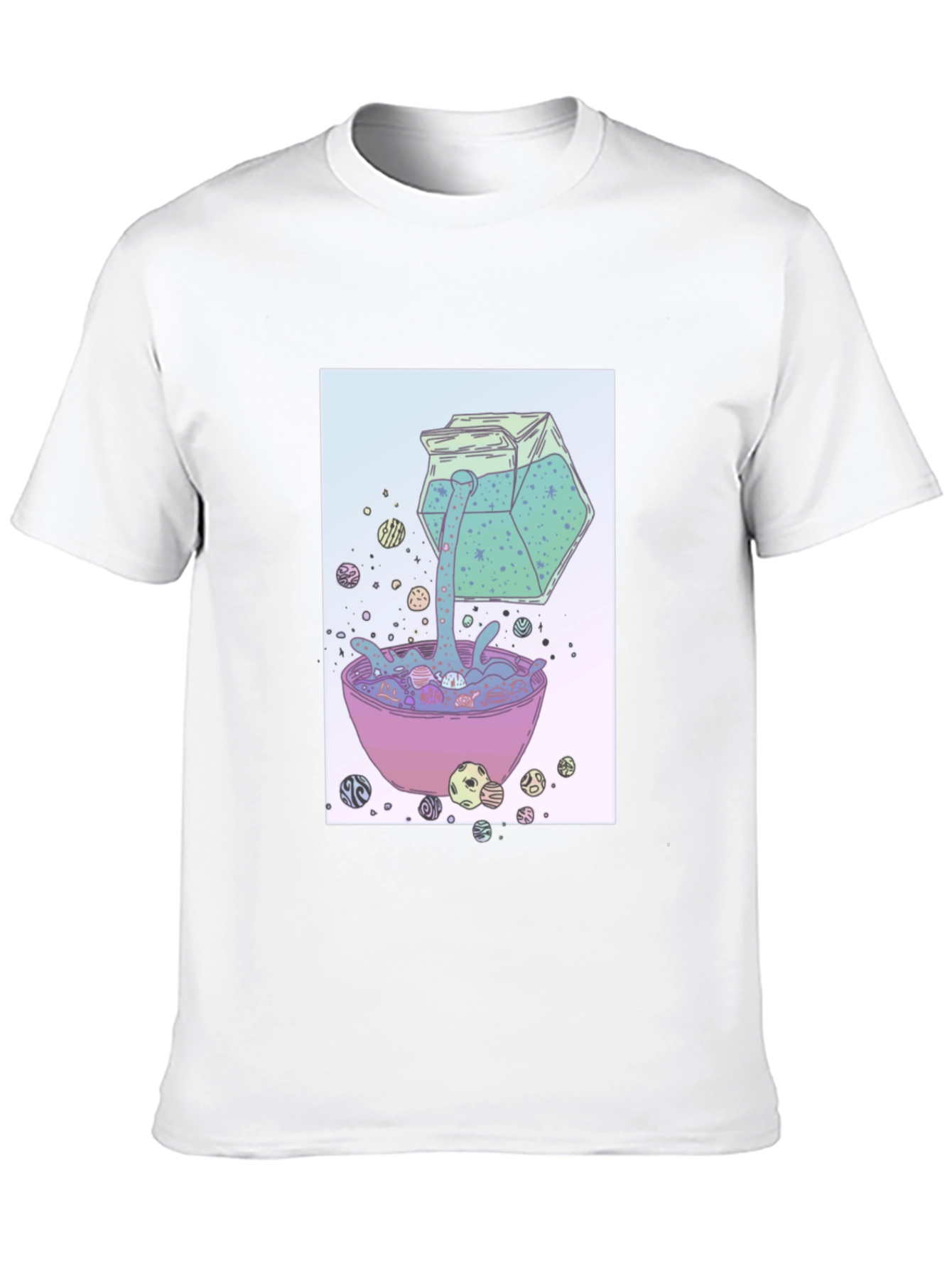 Camiseta Negra con Diseño de Cereal Cósmico