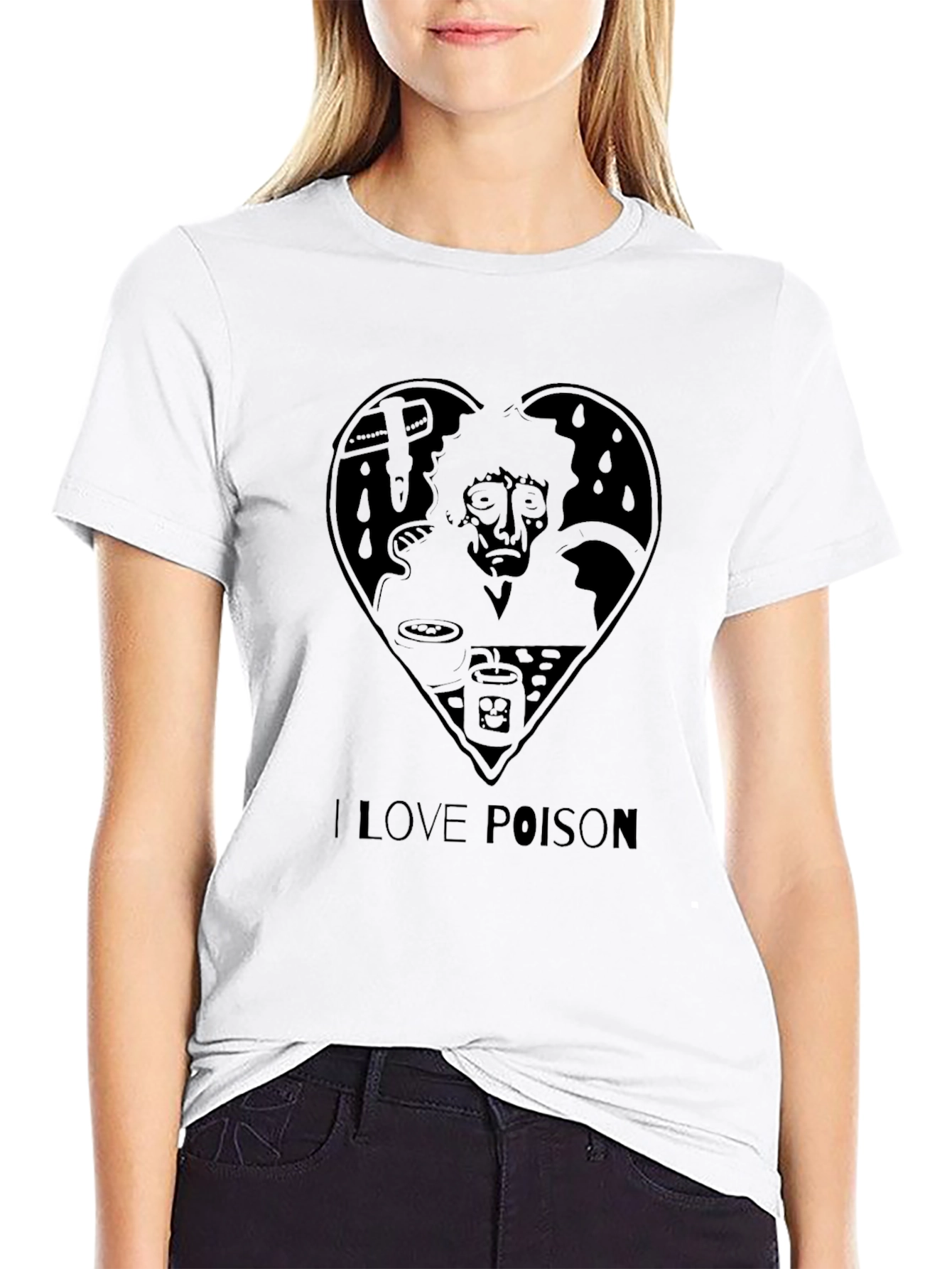 Camiseta Negra I Love Poison Diseño Único